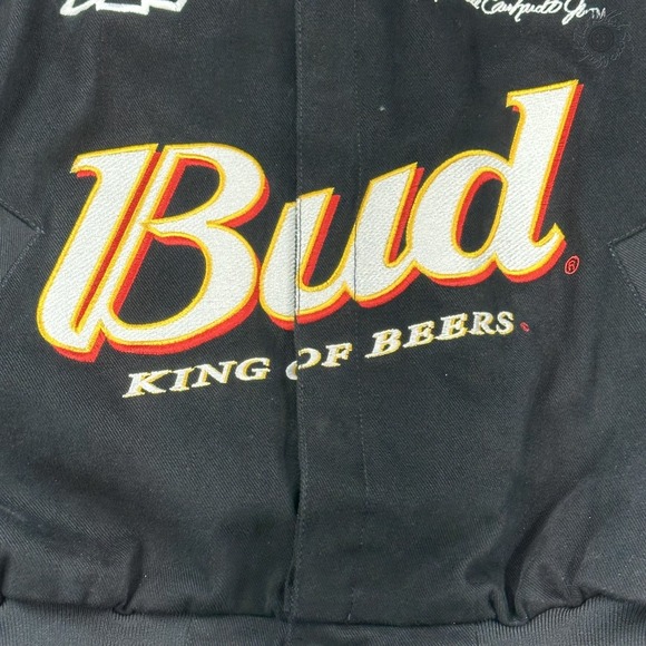 JH Design Dale Earnhardt Jr Budweiser NASCAR Jacket Small Black Bud Winston Cup - Picture 3 of 9